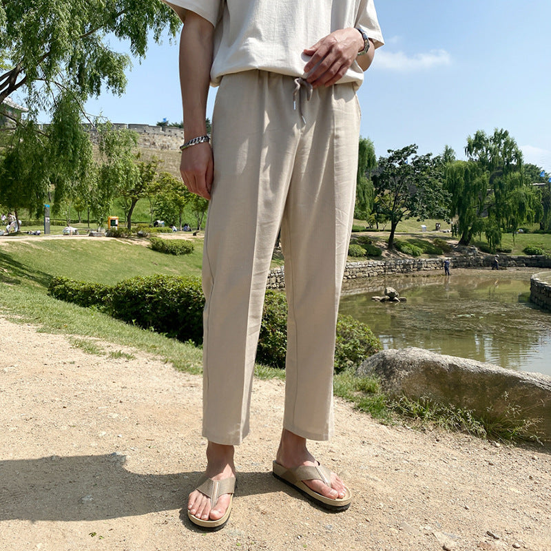 COTTON AND LINEN TROUSERS