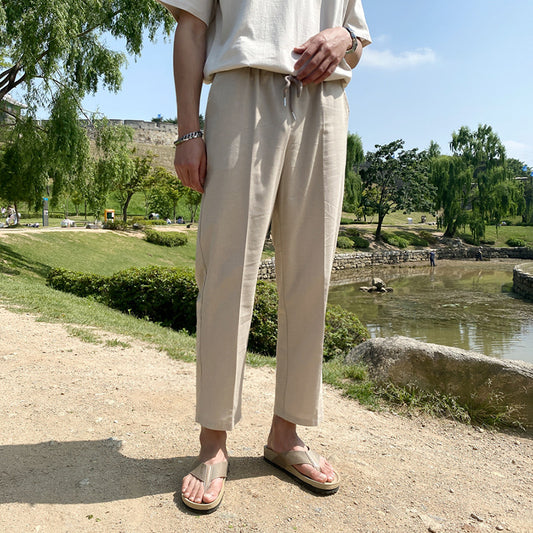 COTTON AND LINEN TROUSERS